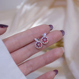 Delicate CZ Crystal Fruit Stud Earrings for Women 14K Plated