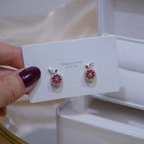 Delicate CZ Crystal Fruit Stud Earrings for Women 14K Plated