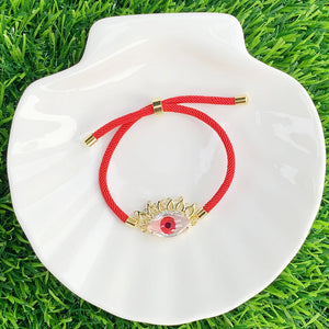 Zircon Glass Eye Pendant Bracelet Adjustable String Rope