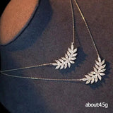 Leaf Pendant Necklace Crystal CZ Wedding Jewelry