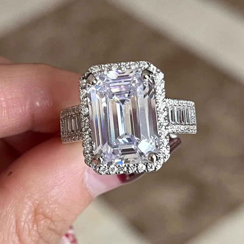 Square Cubic Zirconia Wedding Rings Jewelry for Women