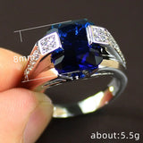 925 Silver CZ Stone Ring for Men Women