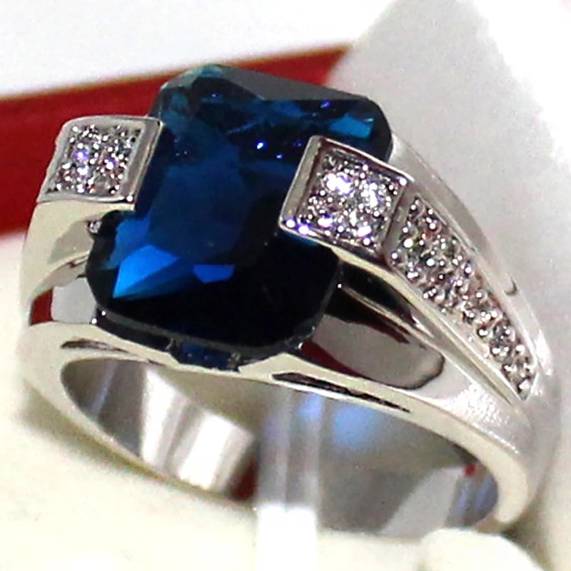 925 Silver CZ Stone Ring for Men Women