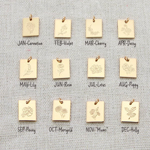 Marseille Rectangle Birth Flowers Necklace Charms Layering Necklace
