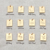 Marseille Rectangle Birth Flowers Necklace Charms Layering Necklace