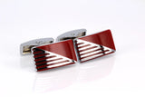 Men's Red/Sliver Stainless Steel Wedding Cufflinks