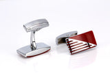 Men's Red/Sliver Stainless Steel Wedding Cufflinks