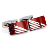Men's Red/Sliver Stainless Steel Wedding Cufflinks
