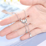 Moon Tassel Pendant Necklace 925 Silver Pearl Chain For Women