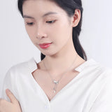 Moon Tassel Pendant Necklace 925 Silver Pearl Chain For Women