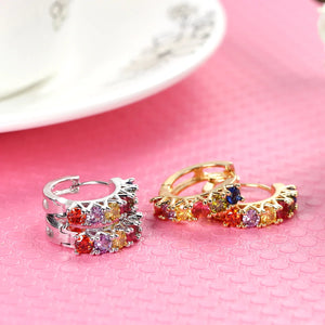 Multicolor Zircon Crystal Earrings 925 Silver Women's Jewelry Oorbellen Brincos