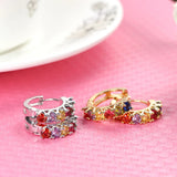 Multicolor Zircon Crystal Earrings 925 Silver Women's Jewelry Oorbellen Brincos