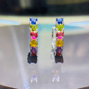 Multicolor Zircon Crystal Earrings 925 Silver Women's Jewelry Oorbellen Brincos