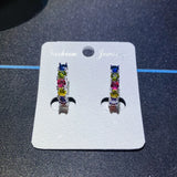 Multicolor Zircon Crystal Earrings 925 Silver Women's Jewelry Oorbellen Brincos