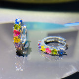Multicolor Zircon Crystal Earrings 925 Silver Women's Jewelry Oorbellen Brincos