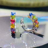 Multicolor Zircon Crystal Earrings 925 Silver Women's Jewelry Oorbellen Brincos