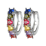 Multicolor Zircon Crystal Earrings 925 Silver Women's Jewelry Oorbellen Brincos