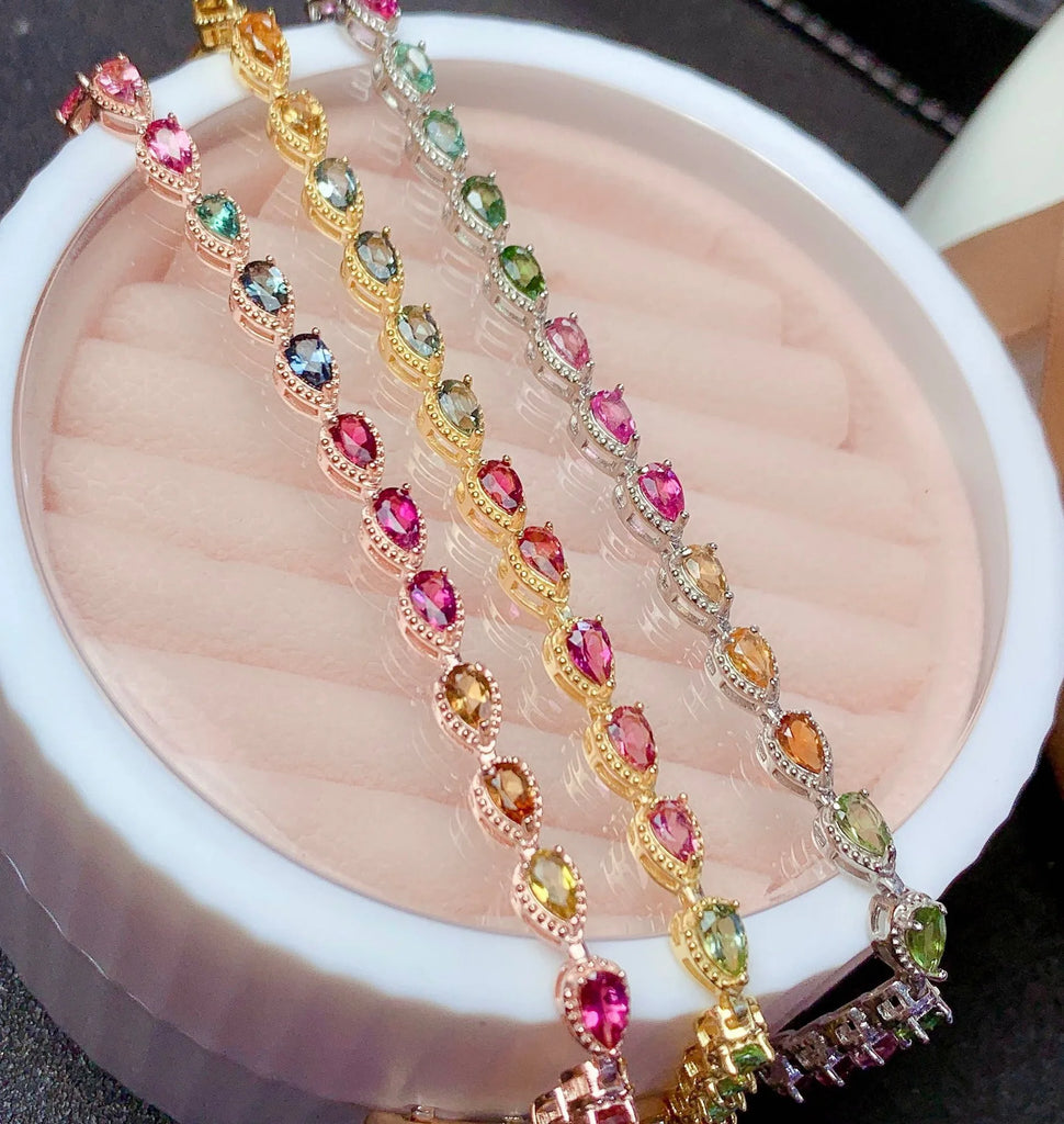Multicolor Zirconia Silver Bracelet for Women