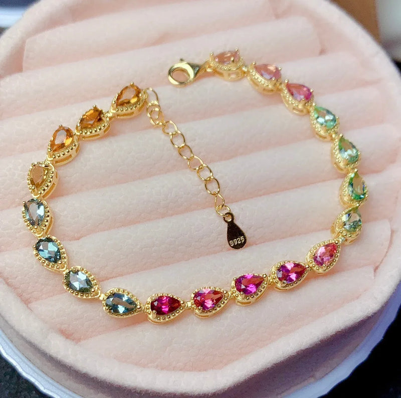 Multicolor Zirconia Silver Bracelet for Women