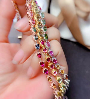 Multicolor Zirconia Silver Bracelet for Women