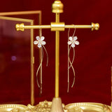 Delicate Flower Women Earring 14K Real Drop Earrings Charm Jewelry