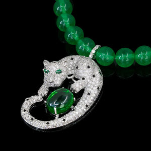 925 Silver Zircon Leopard Necklace for Women