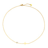 Delicate Petite Sideway Cross Necklace Women