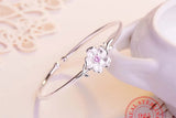 Pink Cherry Blossoms Bangle 925 Silver Open Cuff Bracelet