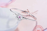 Pink Cherry Blossoms Bangle 925 Silver Open Cuff Bracelet