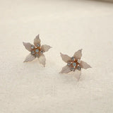 Pink Enamel Flowers Bridal Hair Comb Leaf Wedding Headpiece