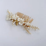Porcelain Flower Wedding Comb Hair Piece Crystal Bridal Accessories