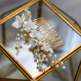 Porcelain Flower Wedding Comb Hair Piece Crystal Bridal Accessories