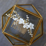 Porcelain Flower Wedding Comb Hair Piece Crystal Bridal Accessories