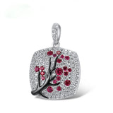 Delicate Red Zircon Leaves Branch Pendant Necklace for Women