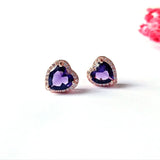 Rosegold Heart Purple Crystal Jewelry Set for Women