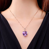 Rosegold Heart Purple Crystal Jewelry Set for Women