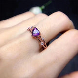 Rosegold Heart Purple Crystal Jewelry Set for Women