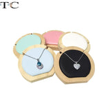 Wooden Pu Leather Jewelry Organizer Holder Necklace Pendant Display Stand