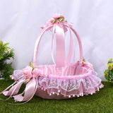 Satin Lace Basket Pink/Blue Flower Girl Kids Photo Props