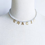 4mm Crystal Bead Necklace with Letter Pendant