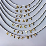 4mm Crystal Bead Necklace with Letter Pendant