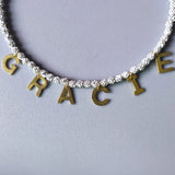 4mm Crystal Bead Necklace with Letter Pendant