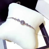 Silver Round Cut Zirconia Bracelet Lightning Chain Women Engagement Jewelry