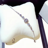 Silver Round Cut Zirconia Bracelet Lightning Chain Women Engagement Jewelry
