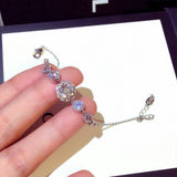 Silver Round Cut Zirconia Bracelet Lightning Chain Women Engagement Jewelry