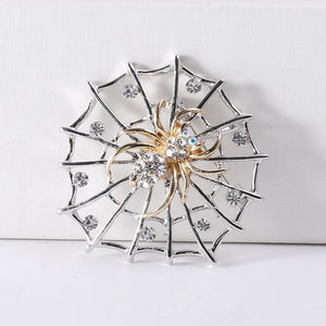 Silver Cobweb Spider Pins Coat Windbreaker Lapel Brooch