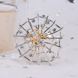 Silver Cobweb Spider Pins Coat Windbreaker Lapel Brooch