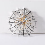Silver Cobweb Spider Pins Coat Windbreaker Lapel Brooch