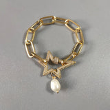 Copper Alloy Chain Bangle with Pendant