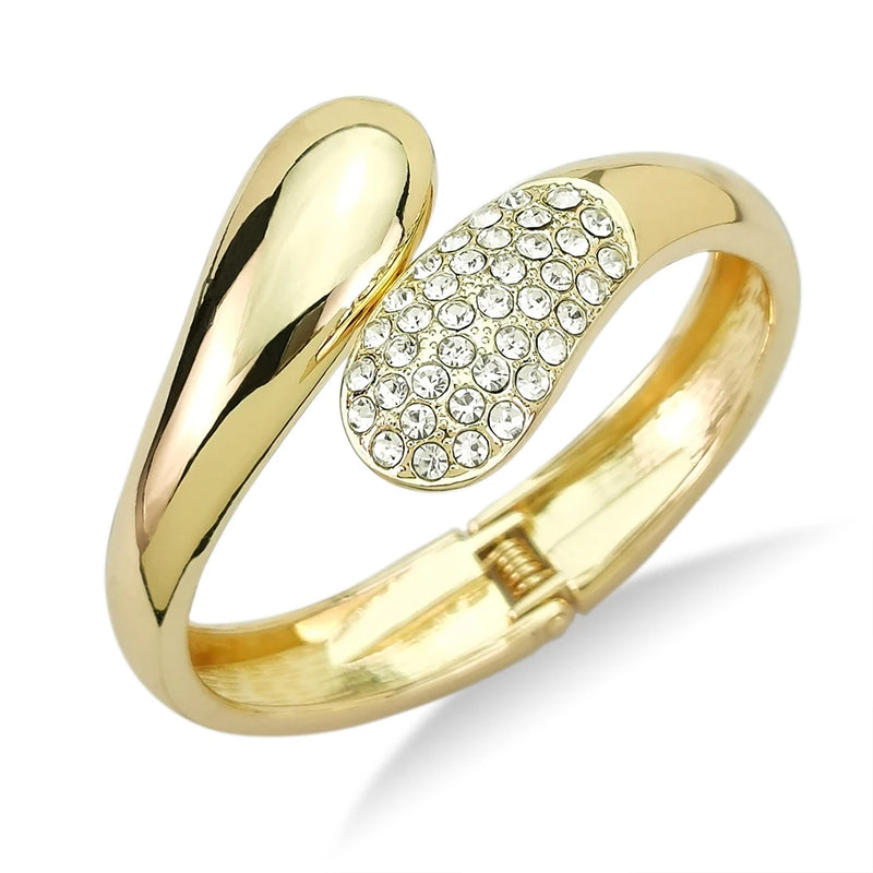Snake-Like Metal Bangles for Women Rhinestone Bracelet Party Jewelry